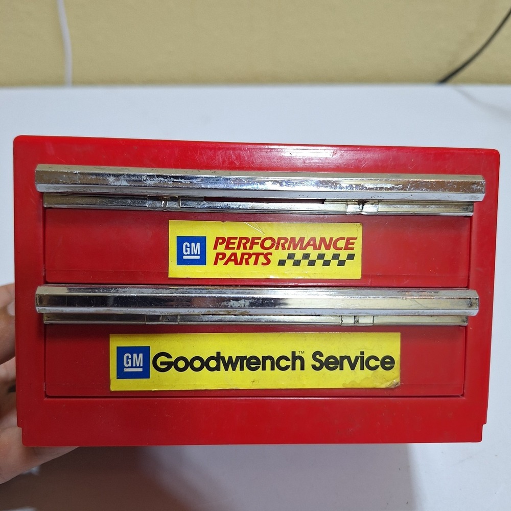 Vintage‎ 1995 GM Goodwrench Service Mini Toolbox Desk Organizer Goodyear Racing